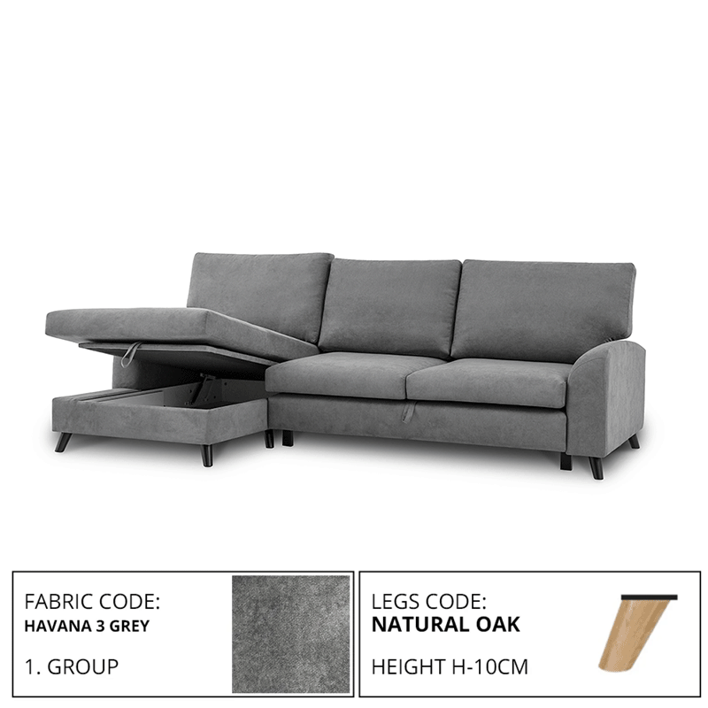 Sofa MERLIN SLEEPING (Left corner, extendable) (HAVANA 3 GREY)